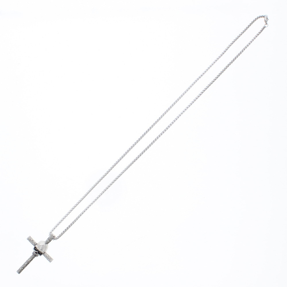 Zac's Alter Ego - Skull Cross Chain Necklace Ketting - Zilverkleurig